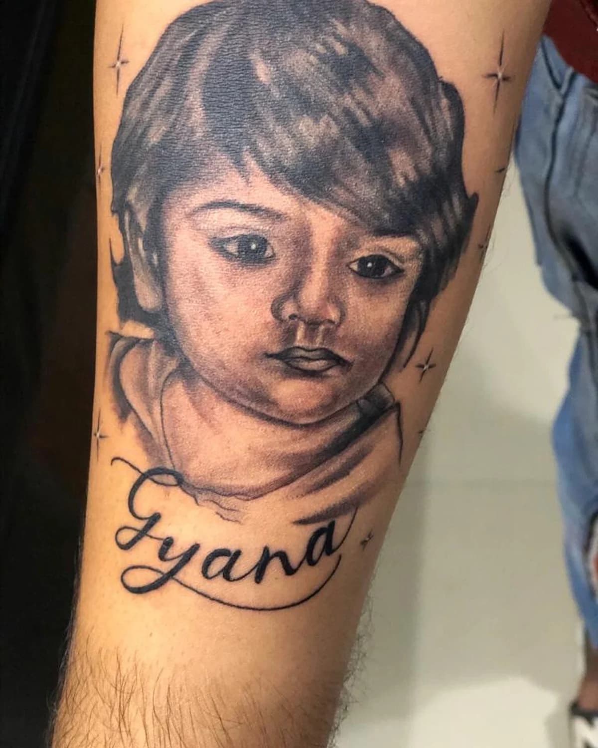 Gyana, Portrait tattoo by Ahmedabad Ink