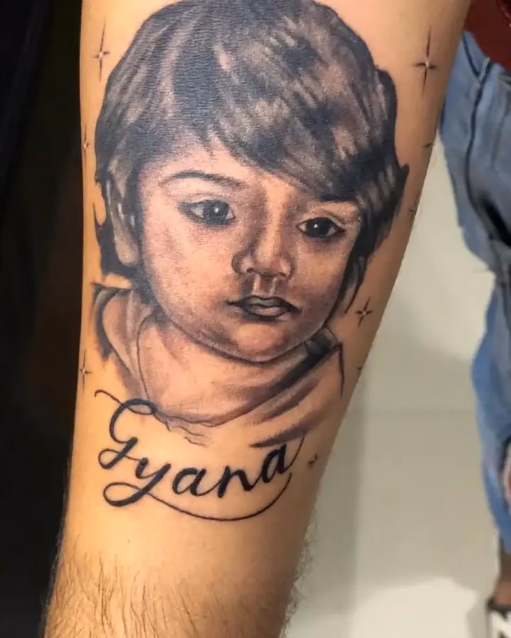 Gyana, Portrait tattoo by Ahmedabad Ink