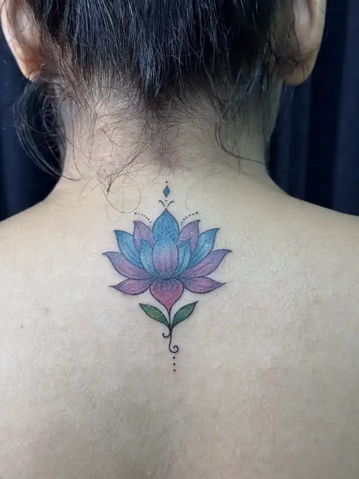 Lotus in Colour, Mandala tattoo by Ahmedabad Ink