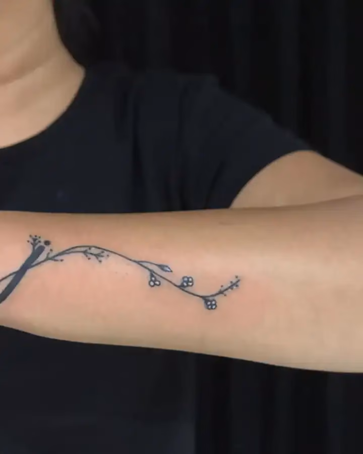 Quiet Branch, Fine Line tattoo by Ahmedabad Ink