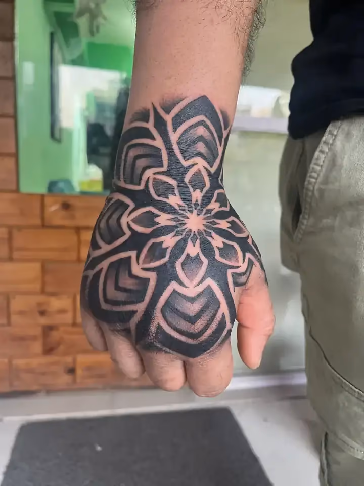 Geometry in Bloom, Geometric tattoo by Ahmedabad Ink