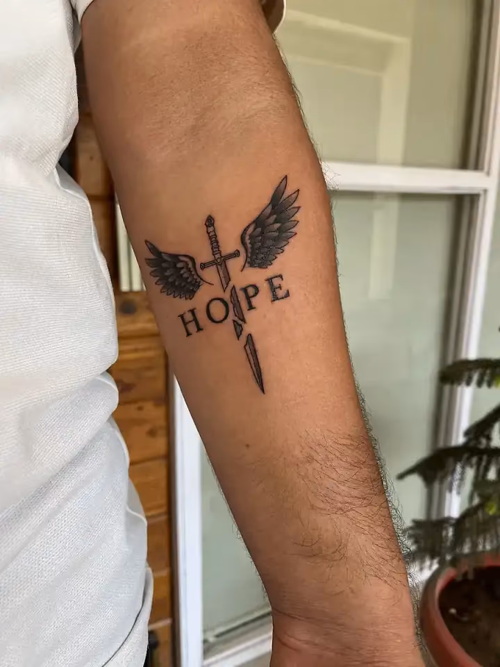 Hope Carries, Minimal tattoo by Ahmedabad Ink
