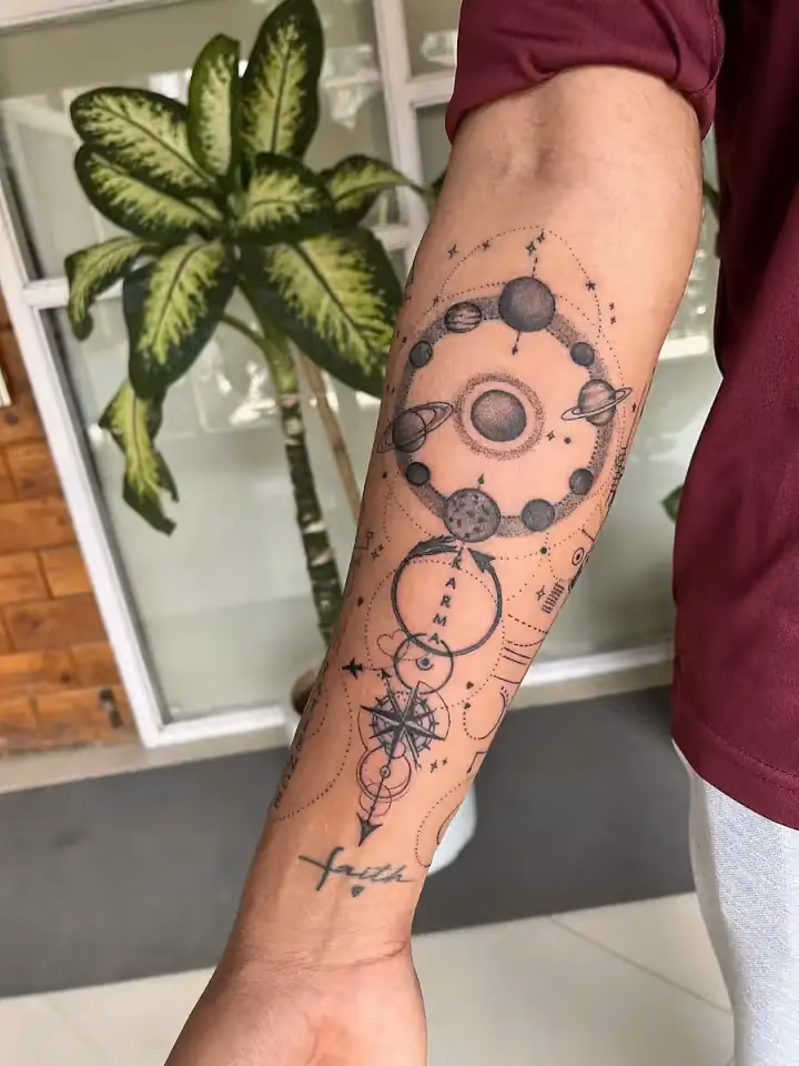 Inner Mechanics, Geometric tattoo by Ahmedabad Ink